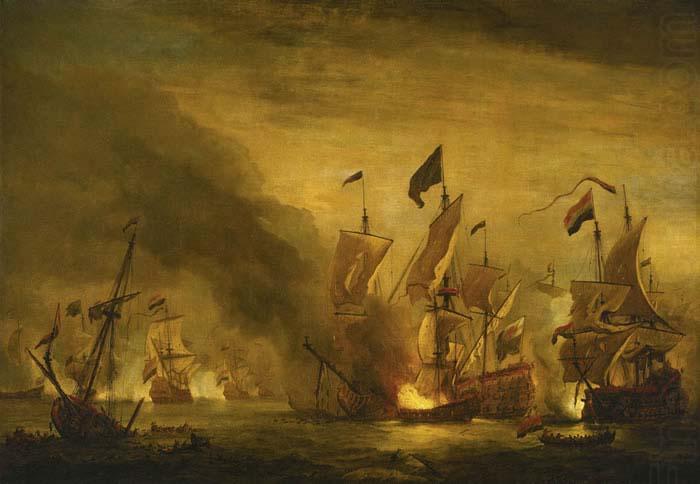 The burning of the Royal James at the Battle of Solebay, VELDE, Willem van de, the Younger